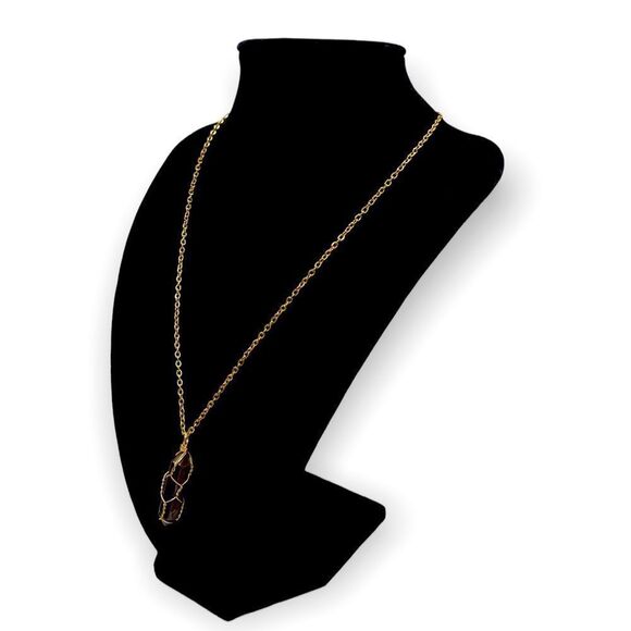 NWT Wool + Pepper Co. Tigers Eye Crystal & Gold Necklace - CONFIDENCE - Picture 2 of 6